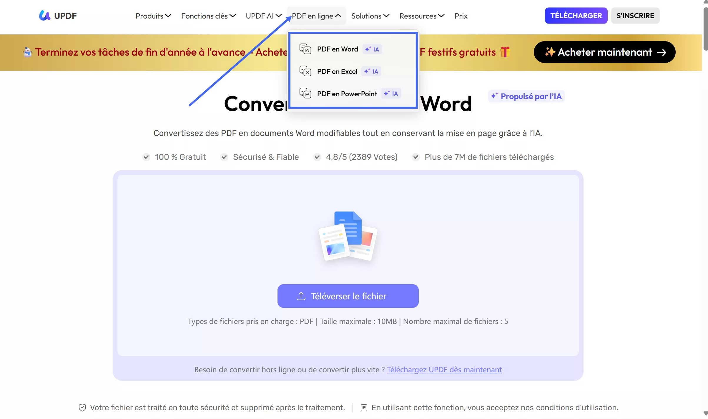 fonction de conversion PDF d'accès