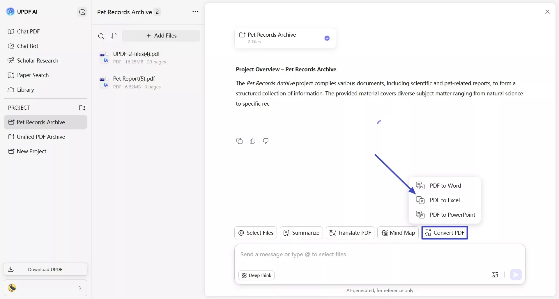 access convert pdf option updf ai