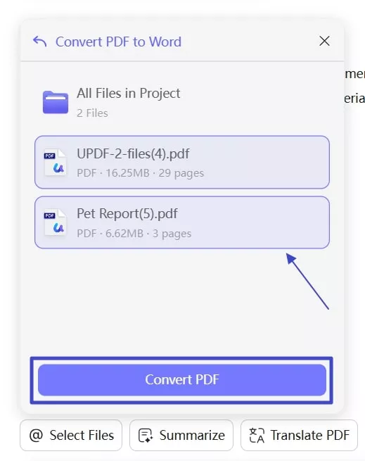 select files and convert