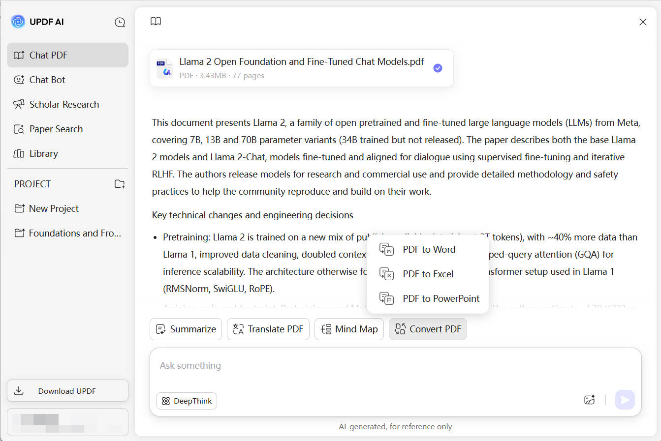 updf ai online covert single pdf