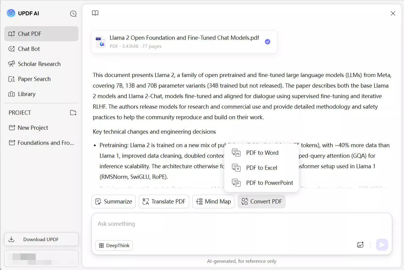 updf ai online covert single pdf