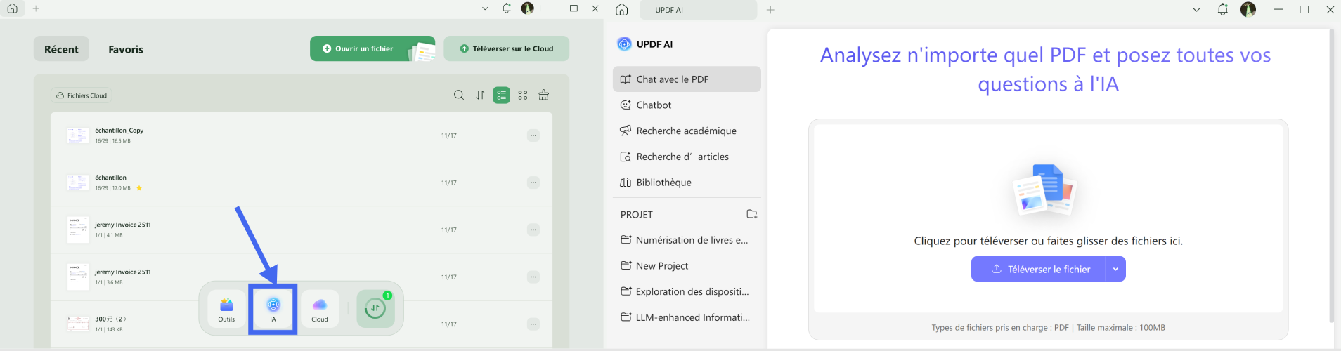 updf ia en ligne sur updf win