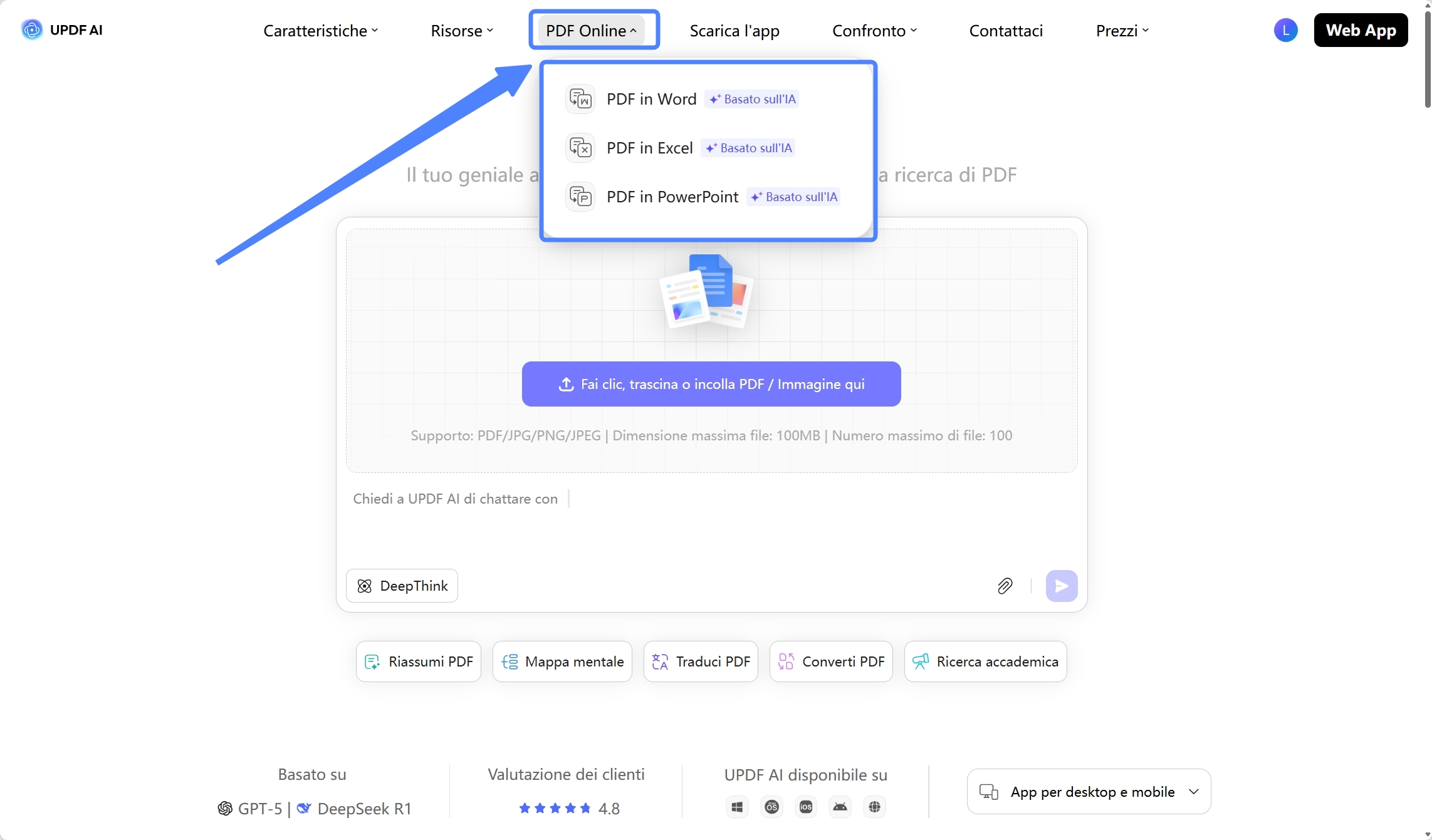 funzionalità pdf online updf ai