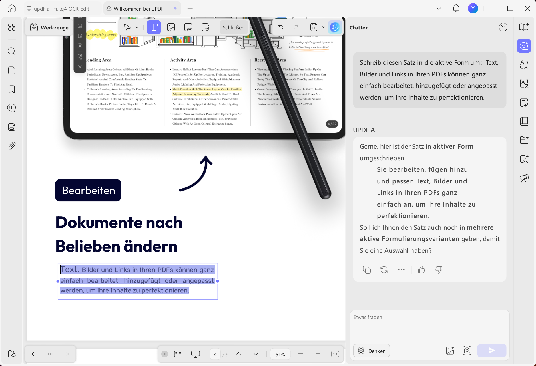 Sätze in der aktiven Form umformulieren