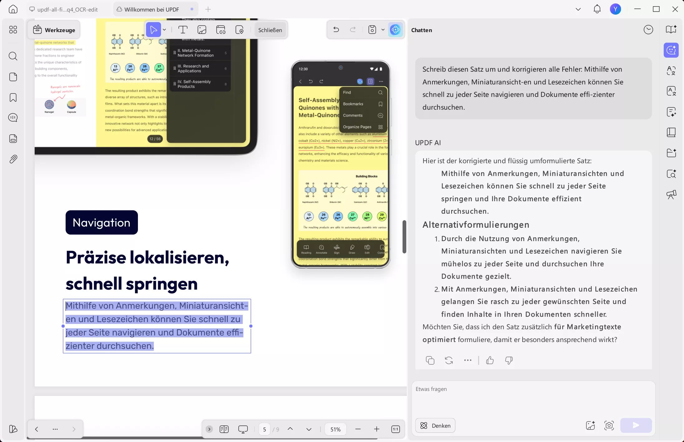 Sätze korrekt umschreiben