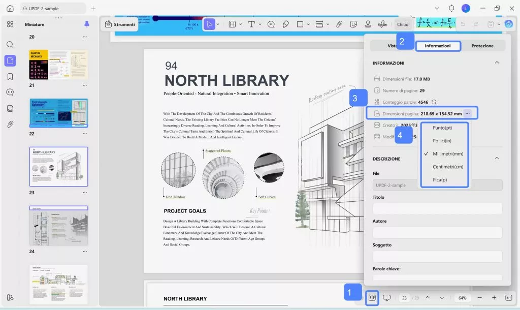 check page size in updf