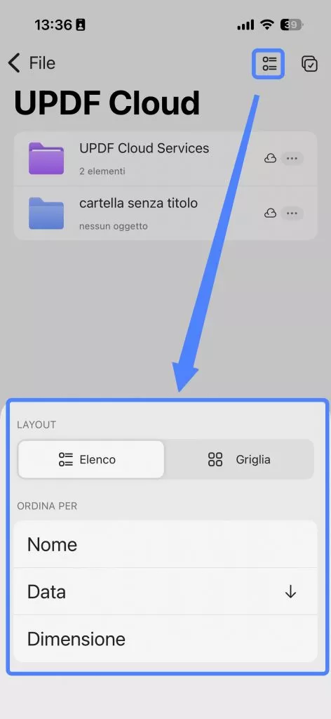 updf cloud layout settings