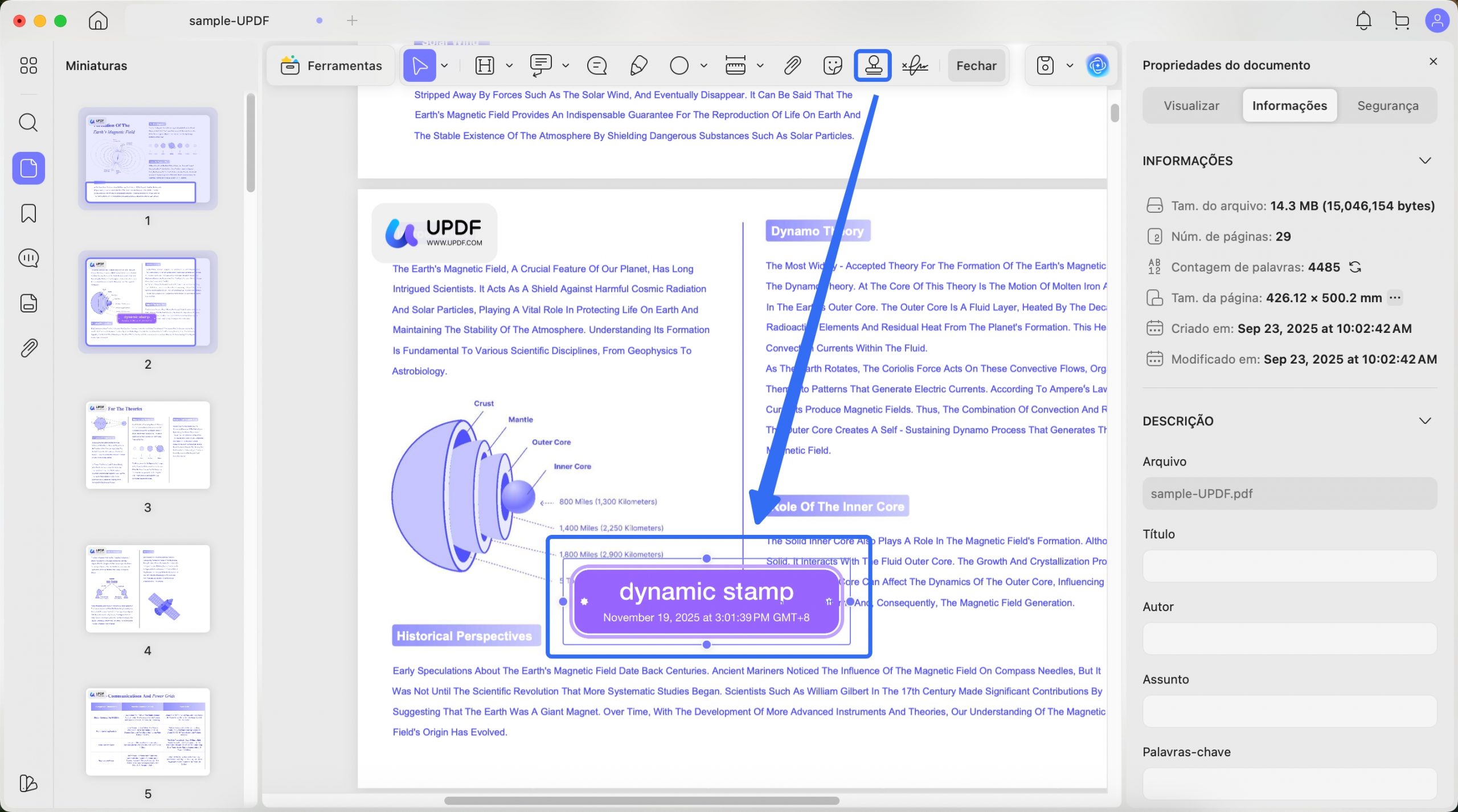 updf create and import dynamic stamp mac