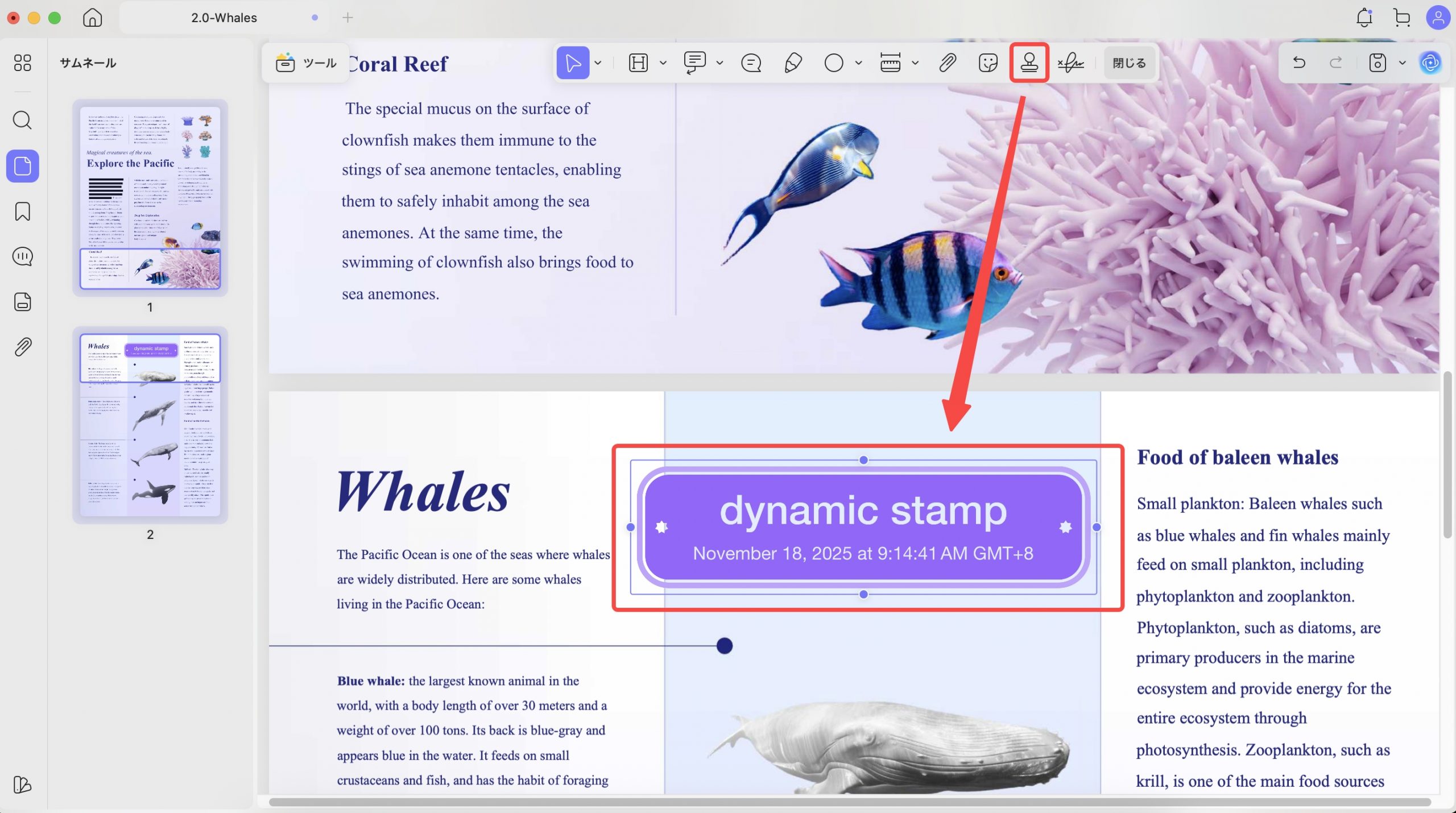 カスタムの動的スタンプを認識可能