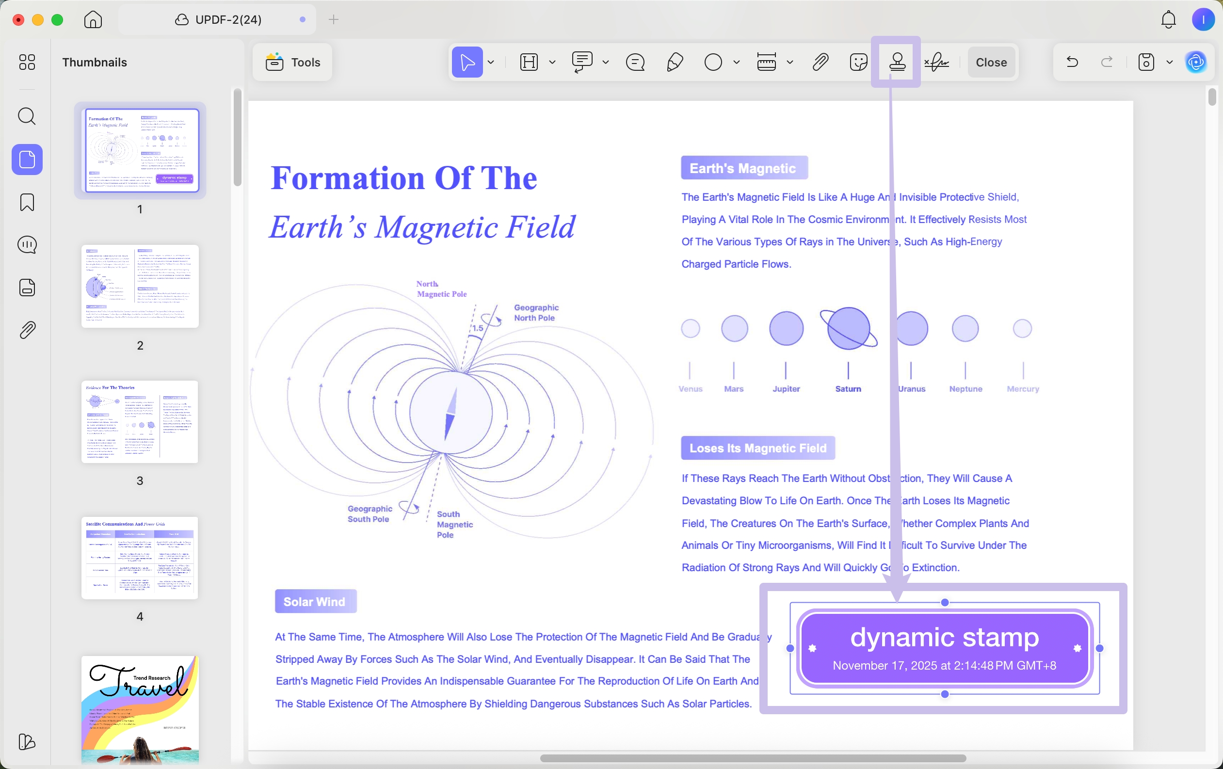 updf create and import dynamic stamp mac