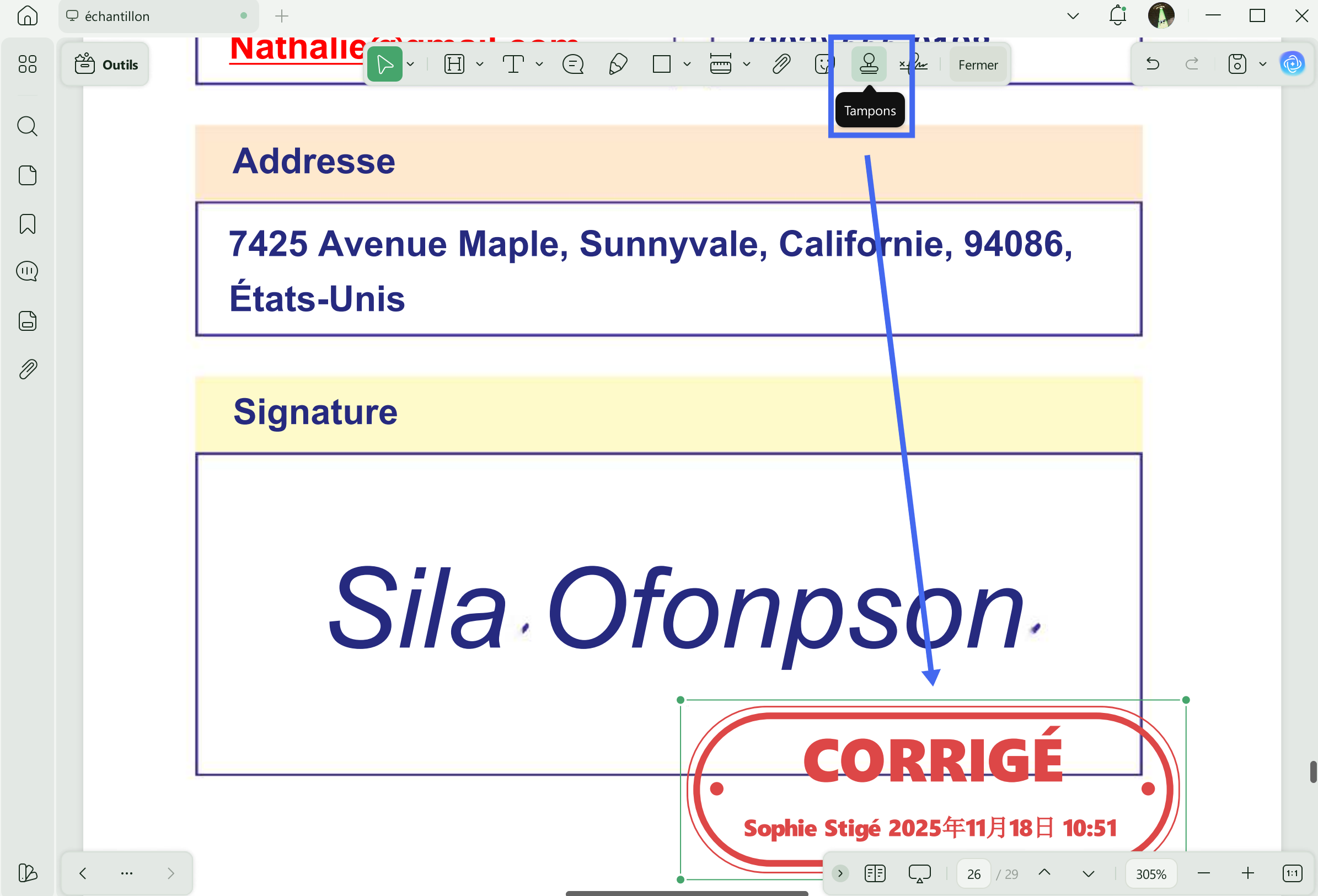 updf créer importer tampon dynamique win