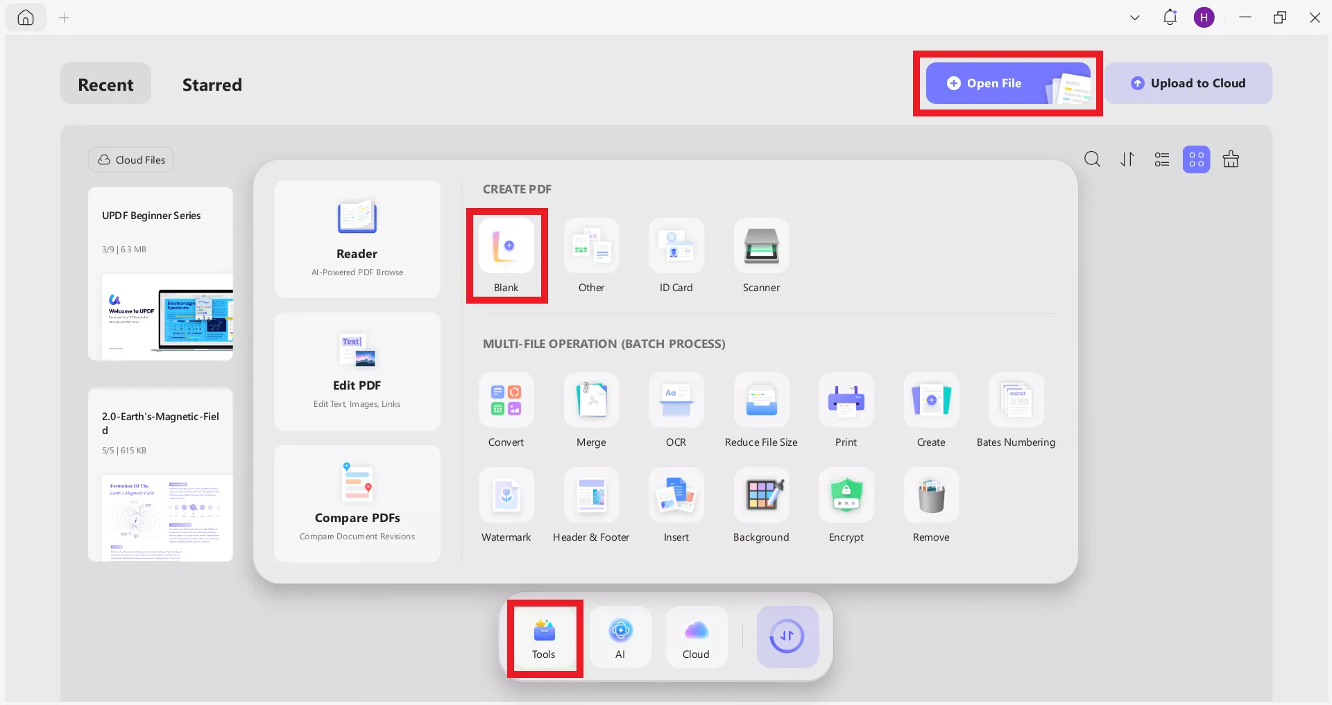 updf crate blank pdf
