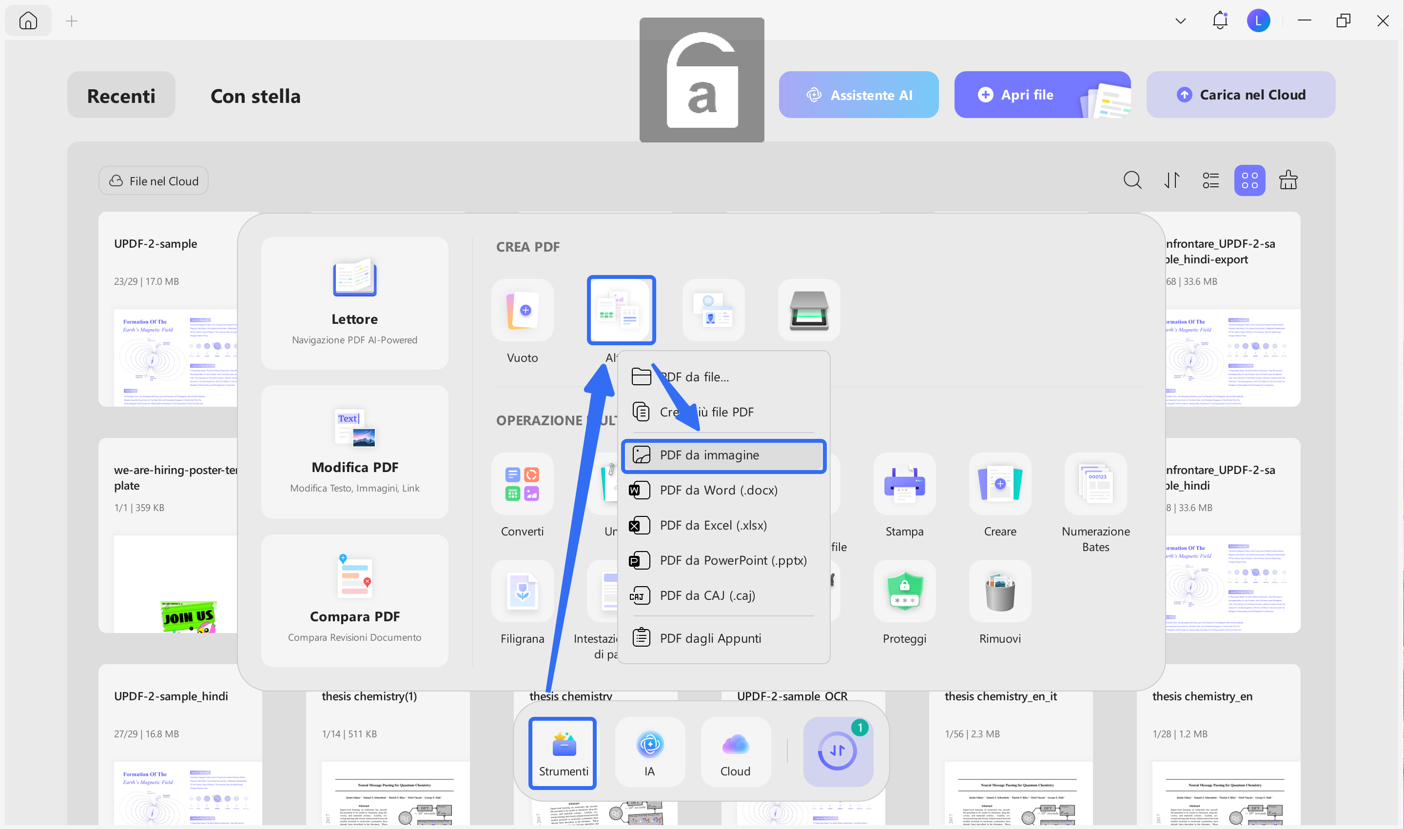 choose PDF from image with updf windows