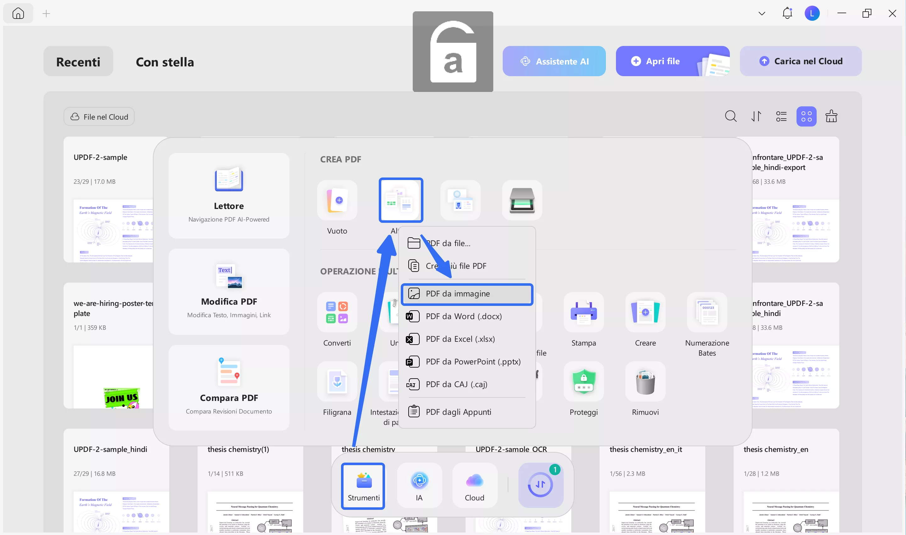 choose PDF from image with updf windows