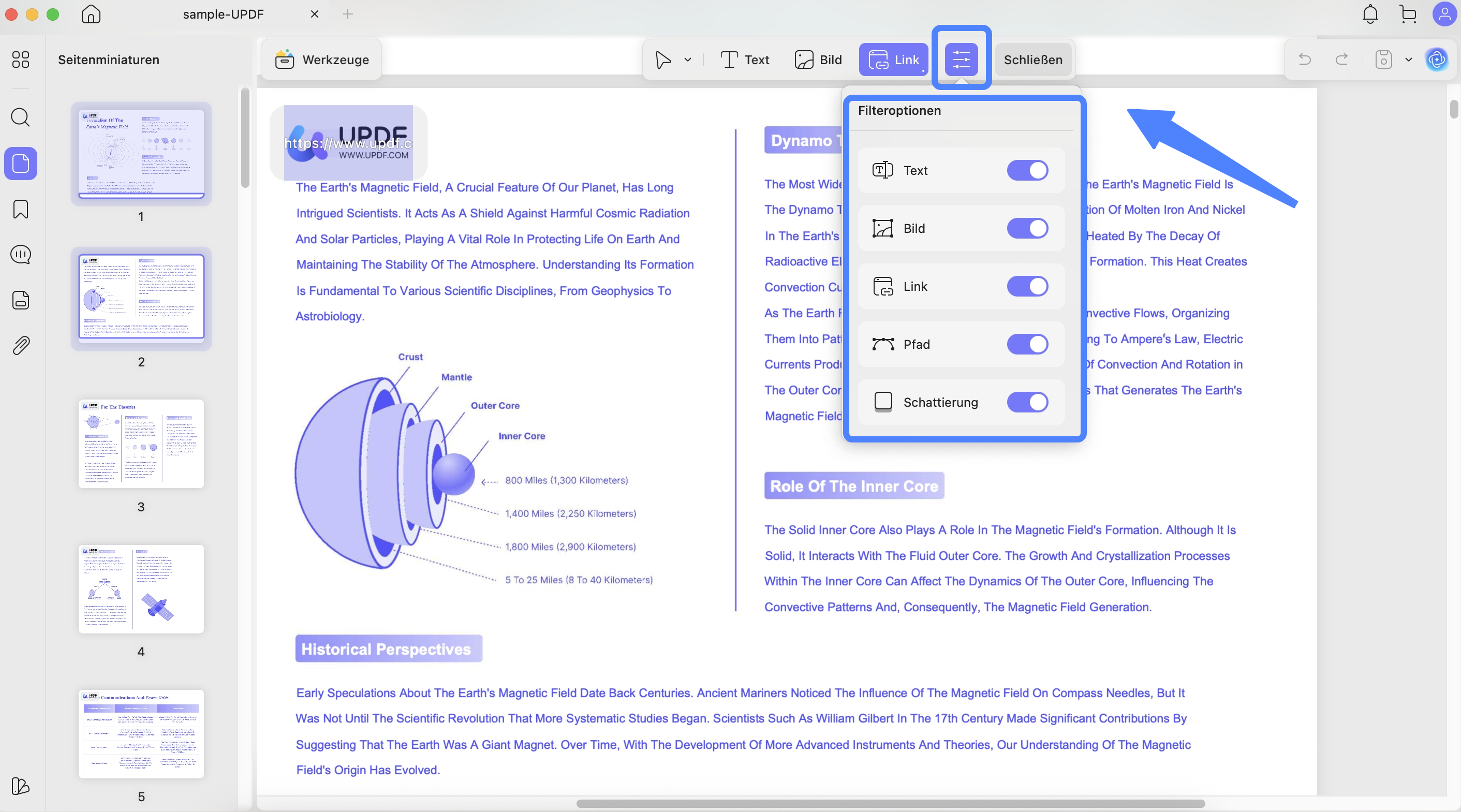 updf filter options mac