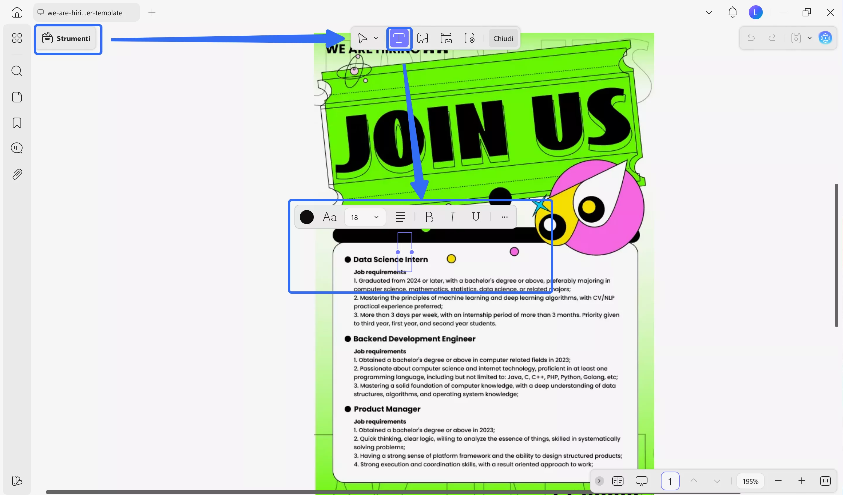 edit text in poster updf windows