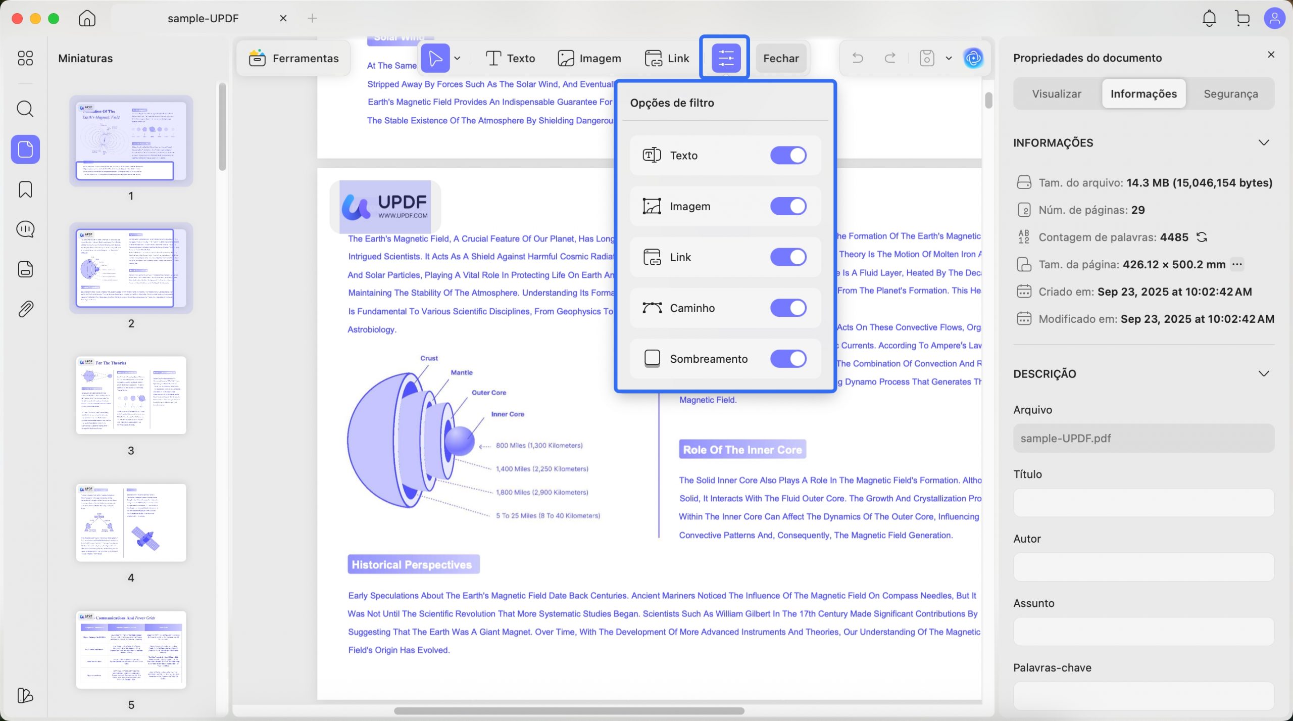 updf filter options mac