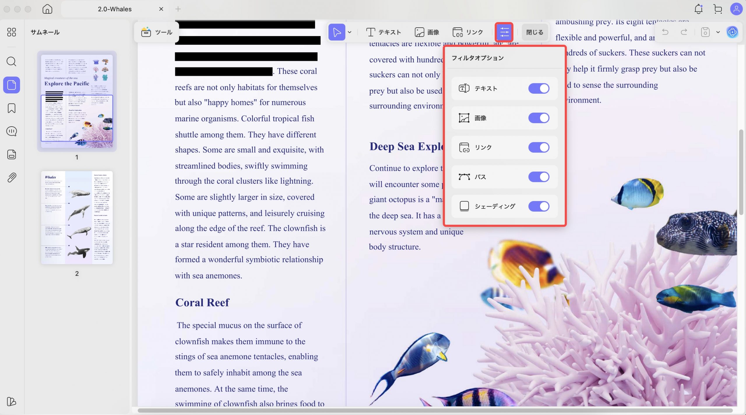 フィルターオプション