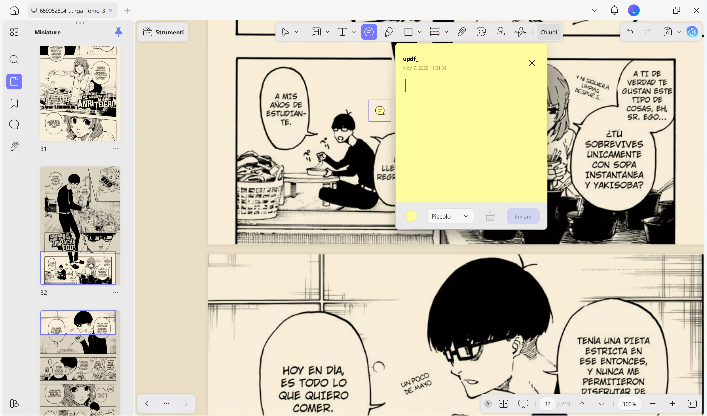 adding a sticky note in updf