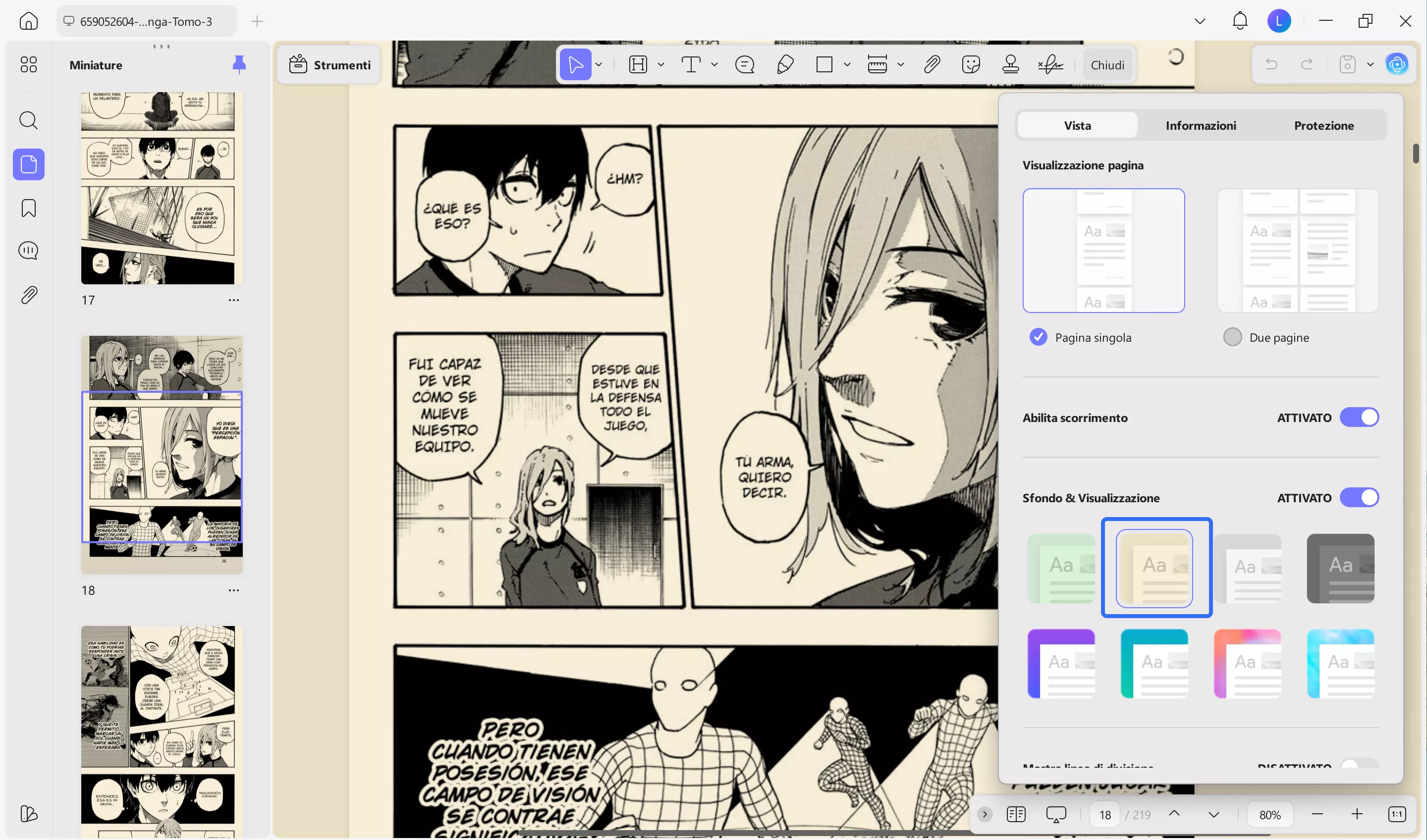 background and display options in updf