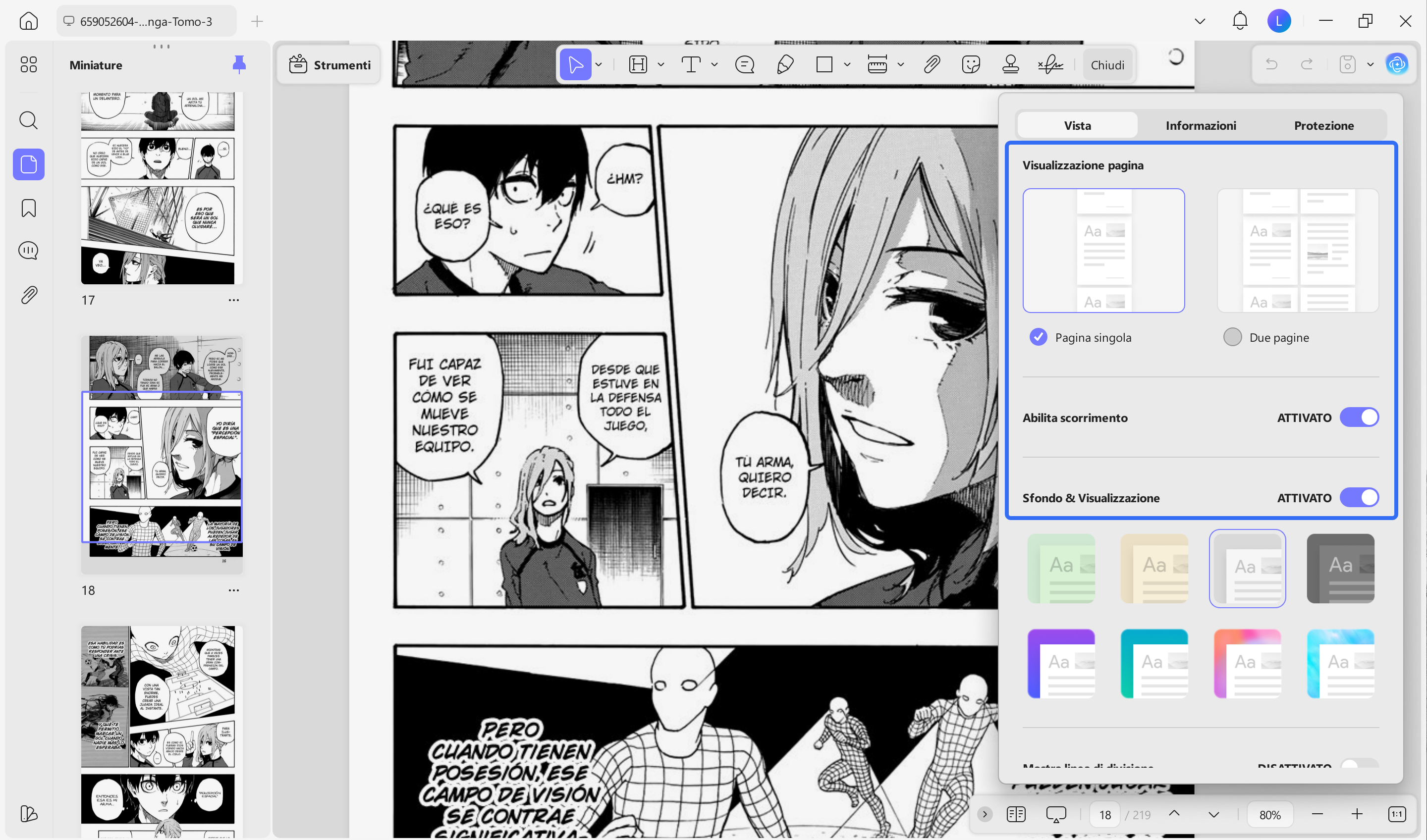 reading layouts for downloaded comic in updf