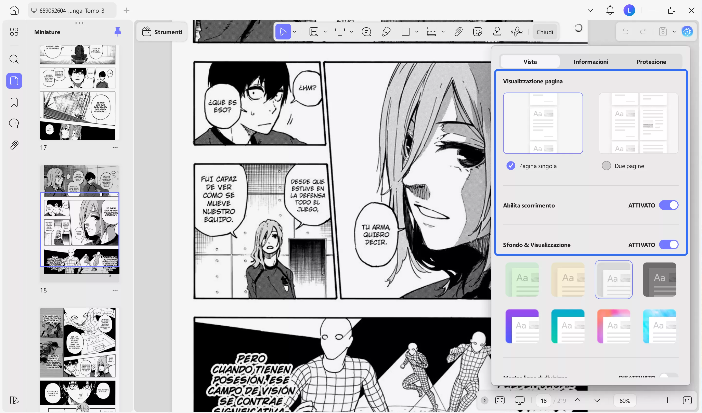 reading layouts for downloaded comic in updf