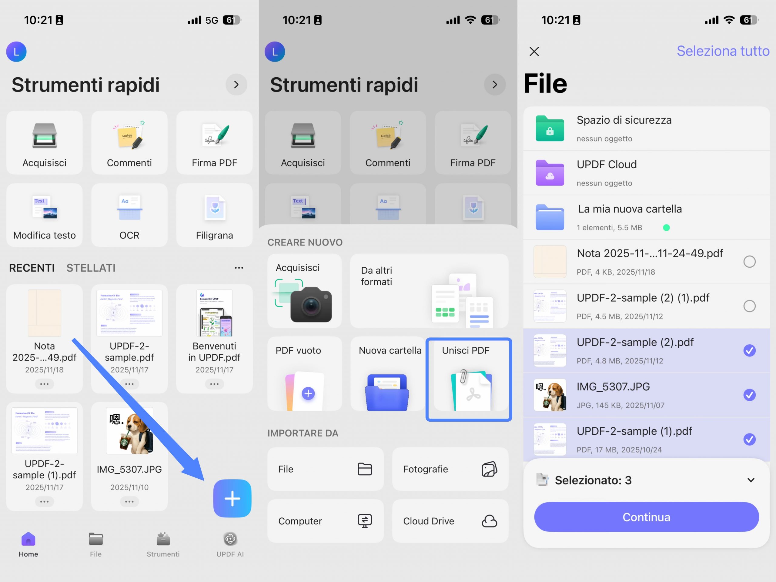 merge pdfs with updf on ios