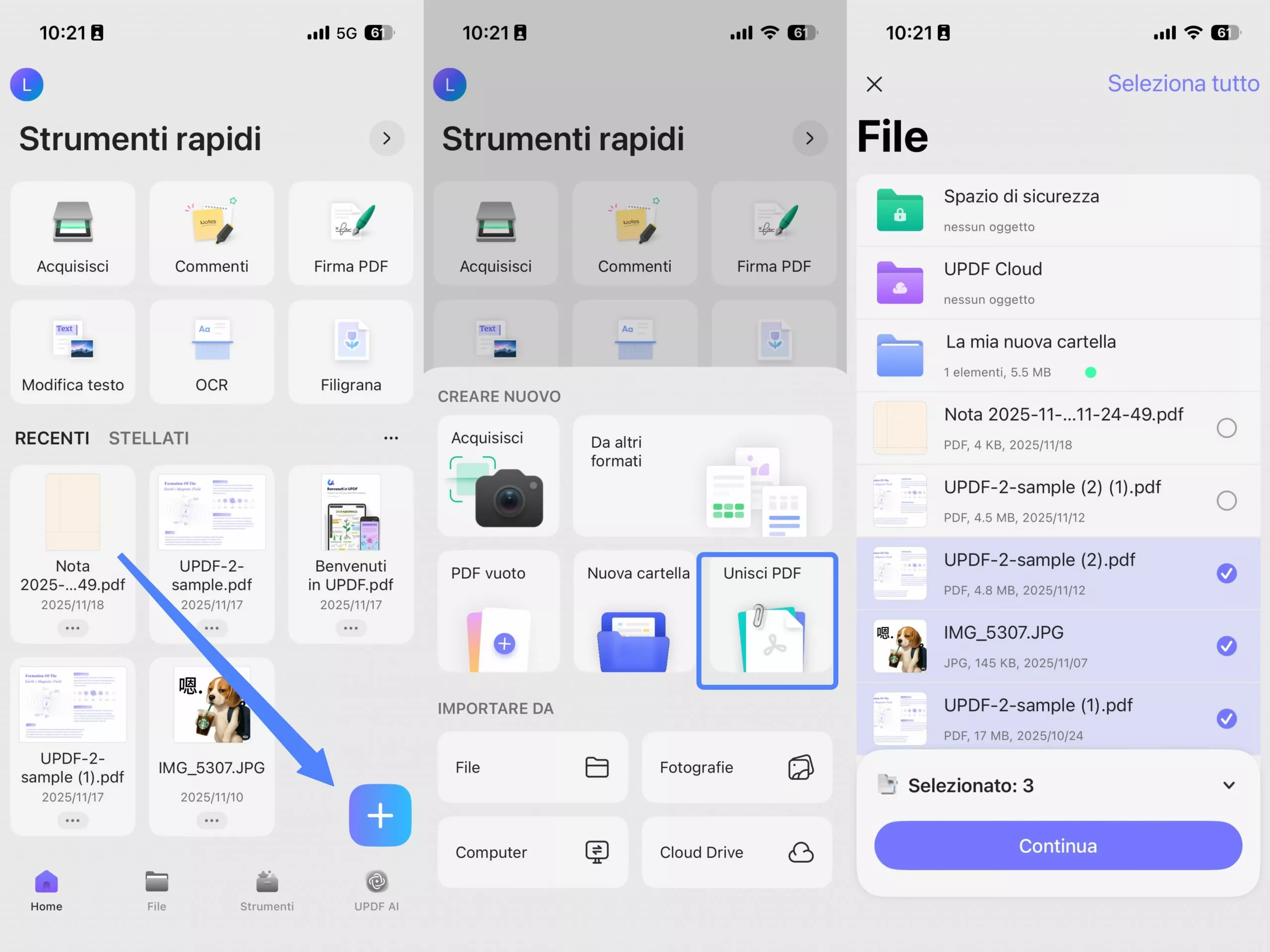 merge pdfs with updf on ios