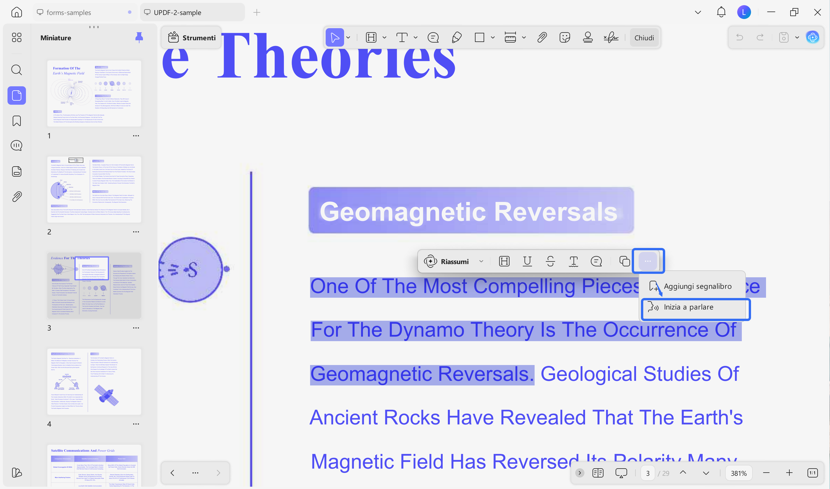 updf lettura ad alta voce wins