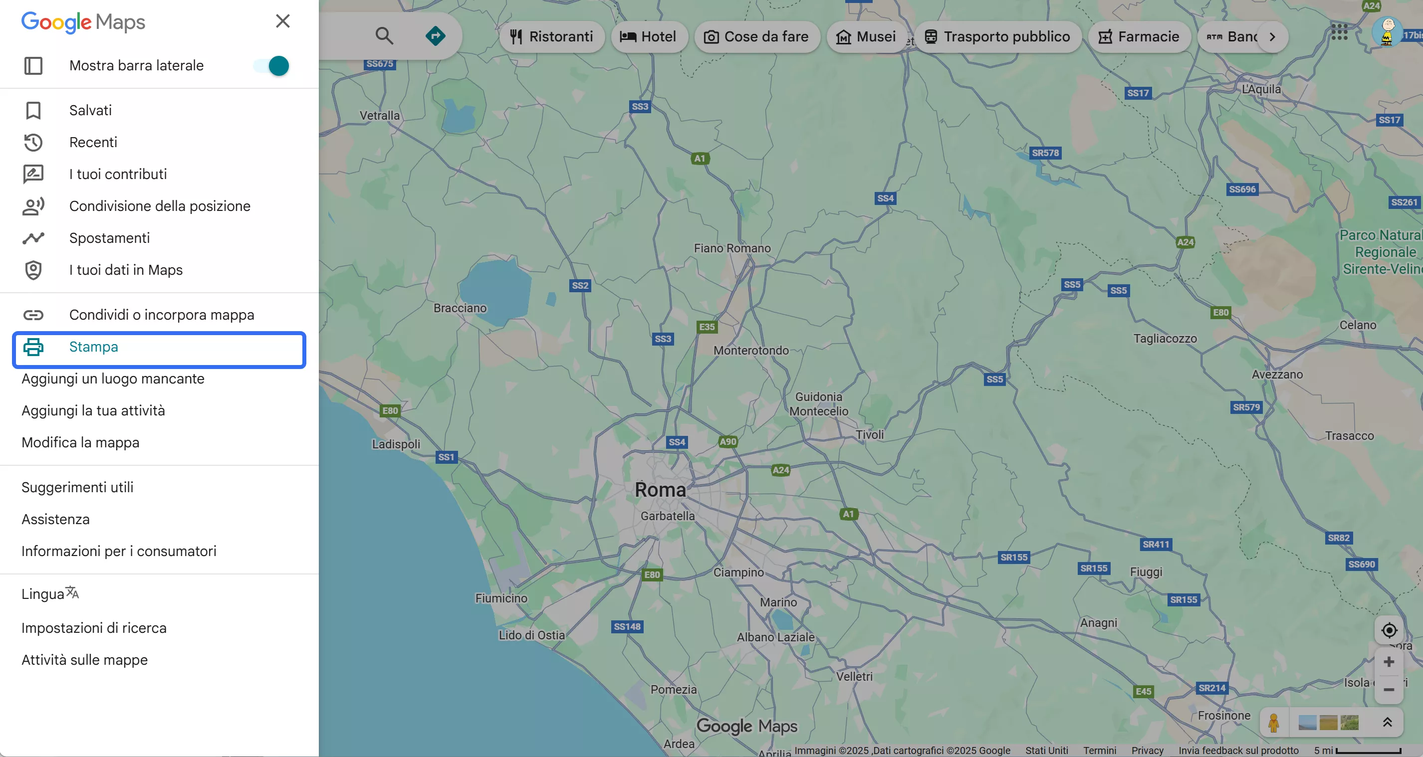 Select "Print" from the drop-down menu.