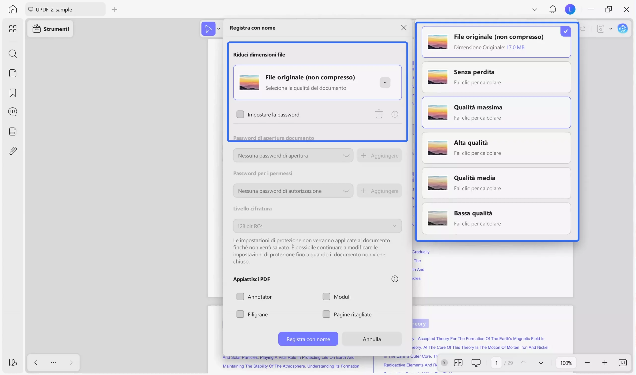 select compress quality updf
