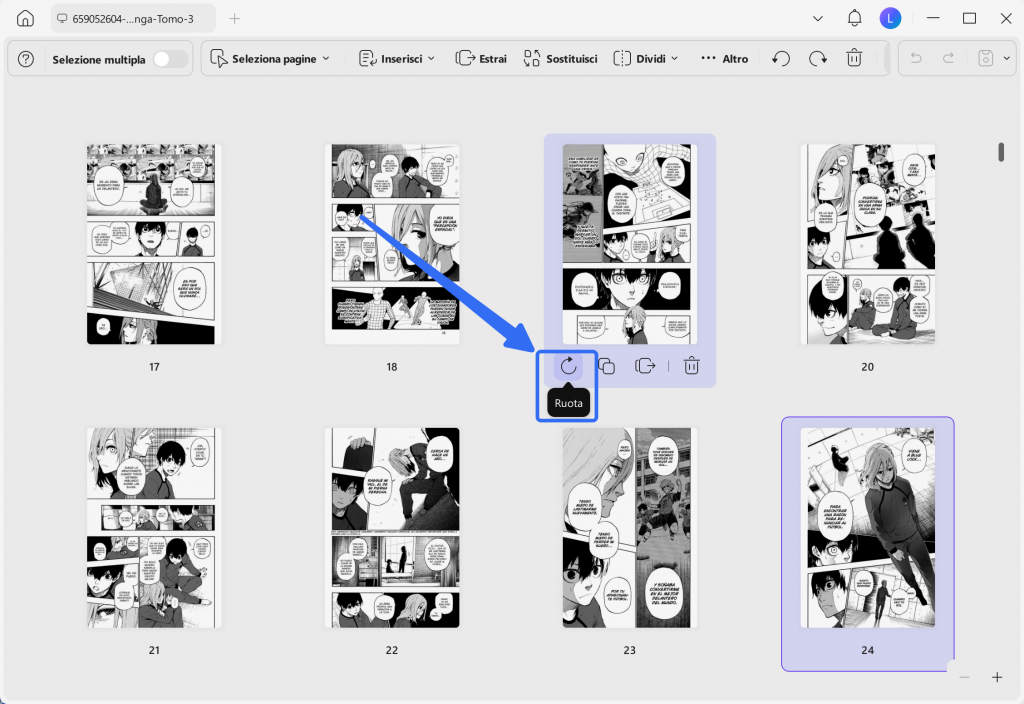 organize the comic pages