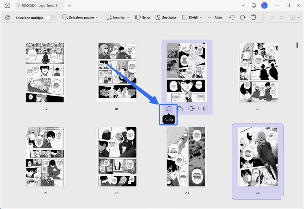 organize the comic pages