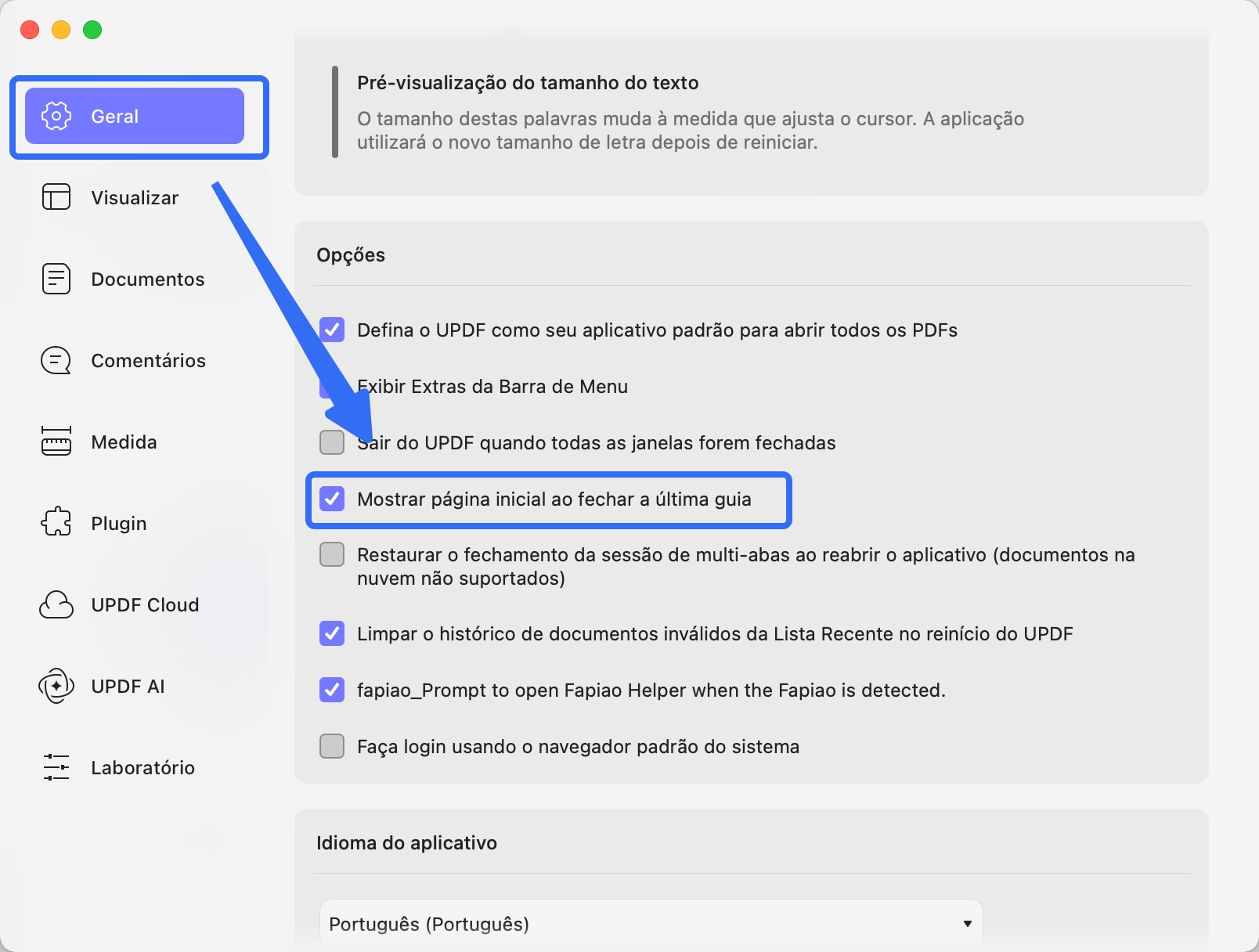 updf show home page mac