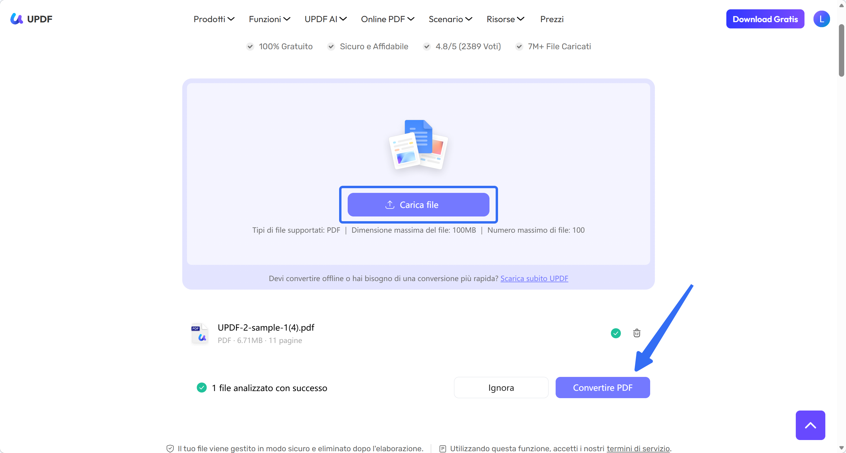 tap on convert pdf