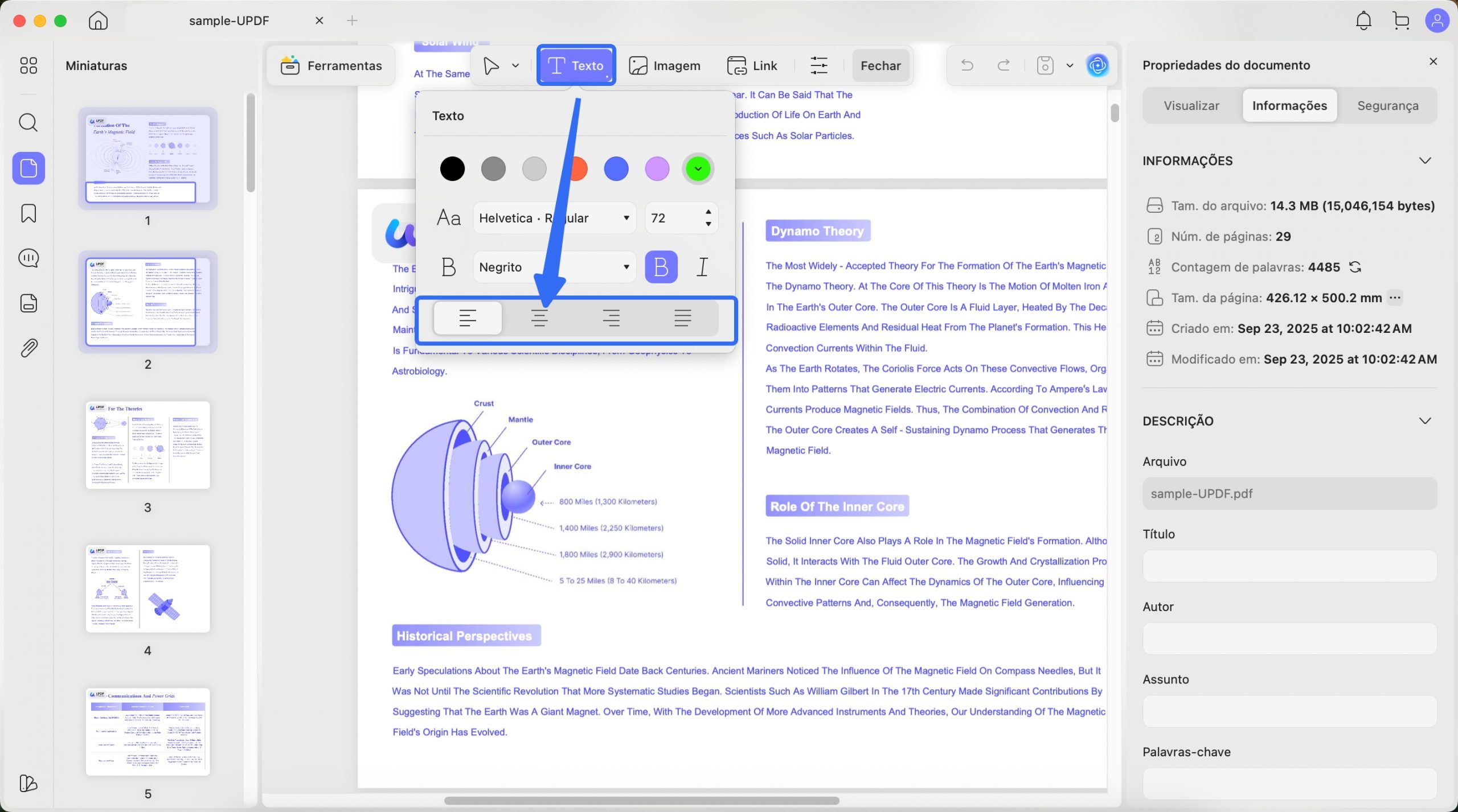 updf text box alighment options mac