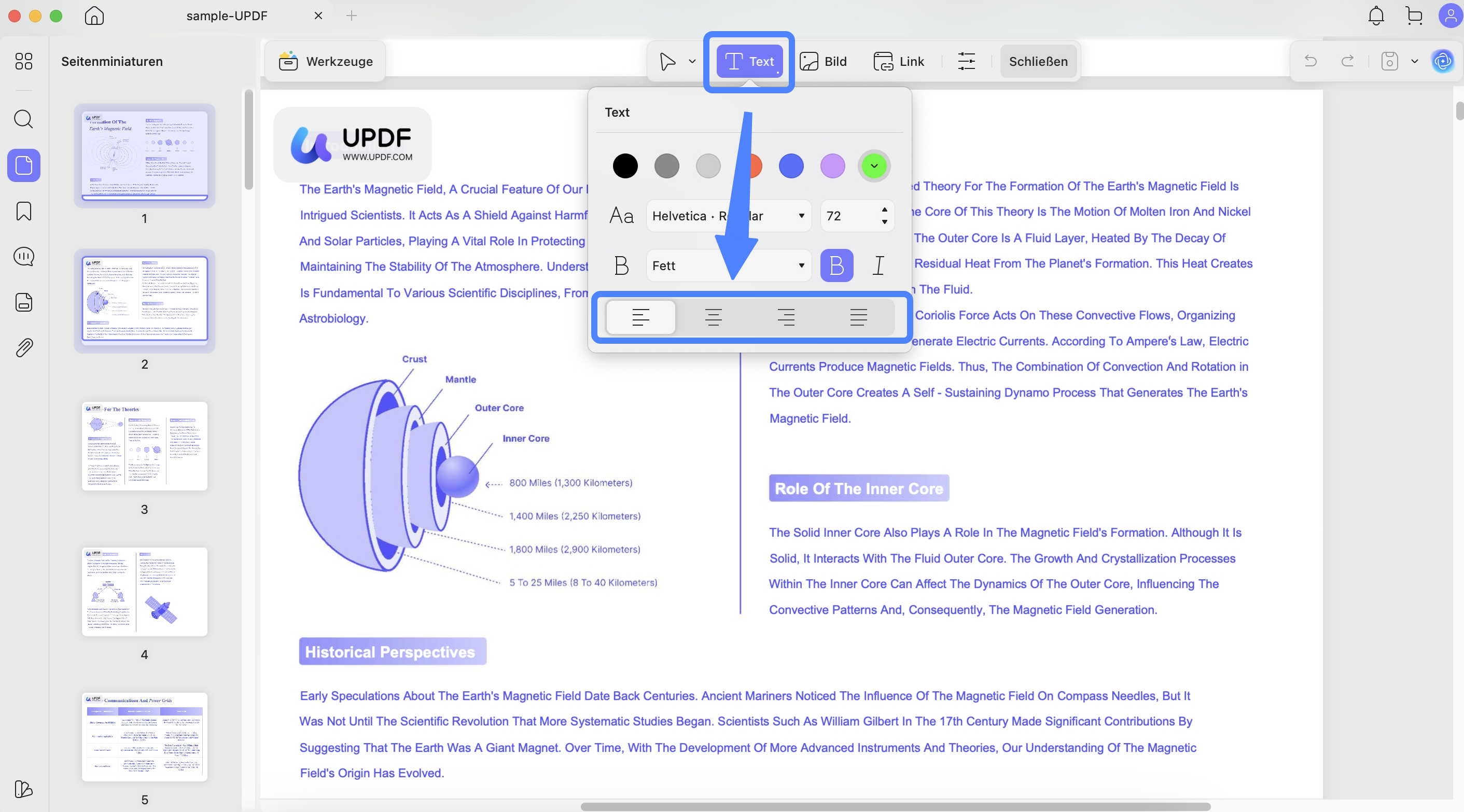 updf text box alighment options mac