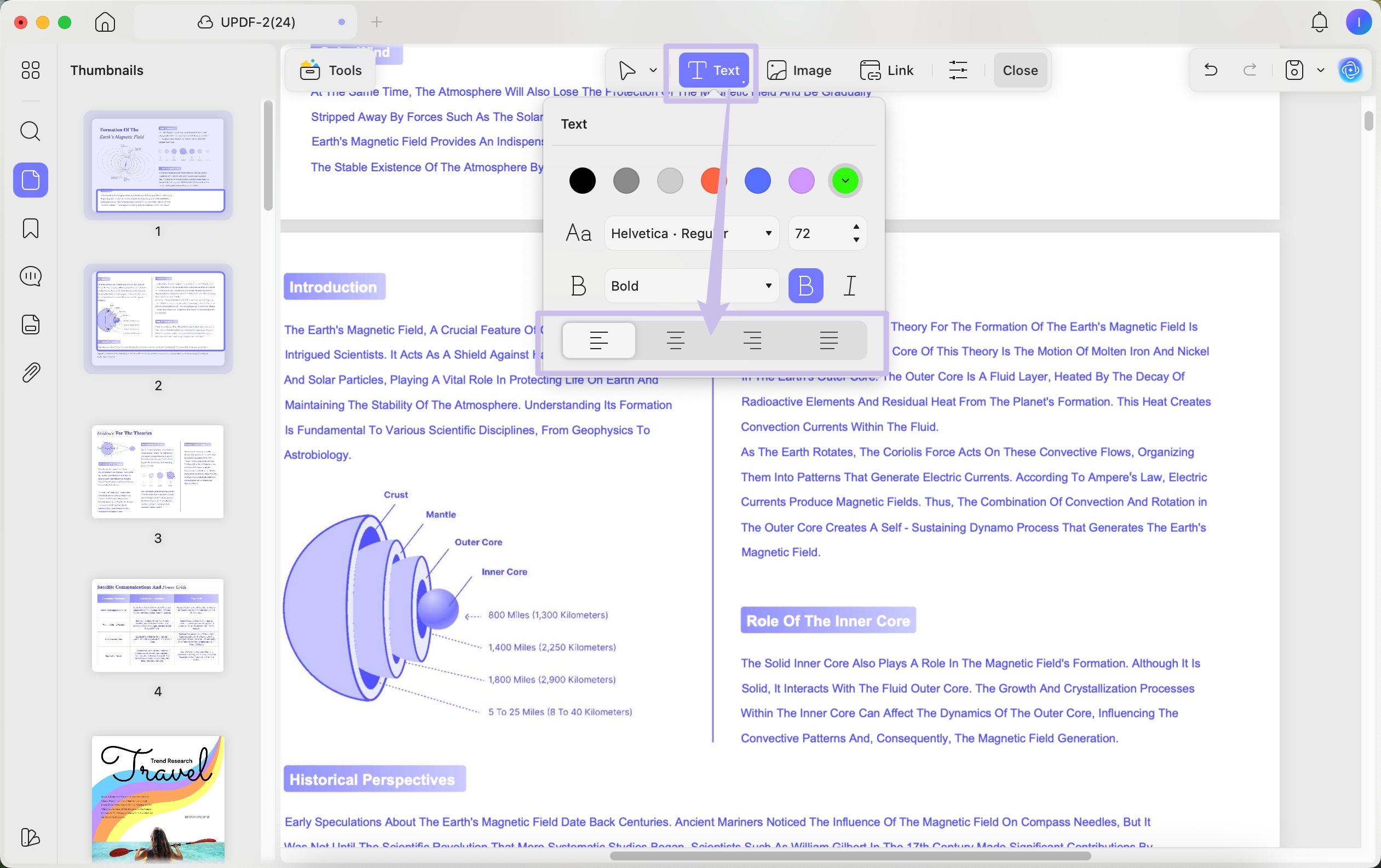 updf text box alighment options mac