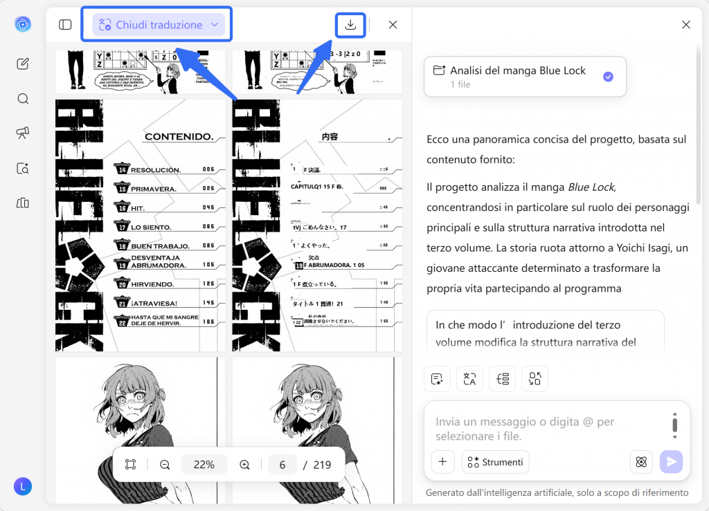 side-by-side translation of comic