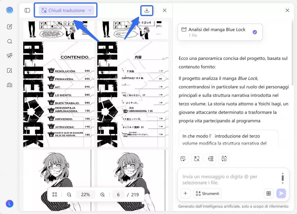 side-by-side translation of comic