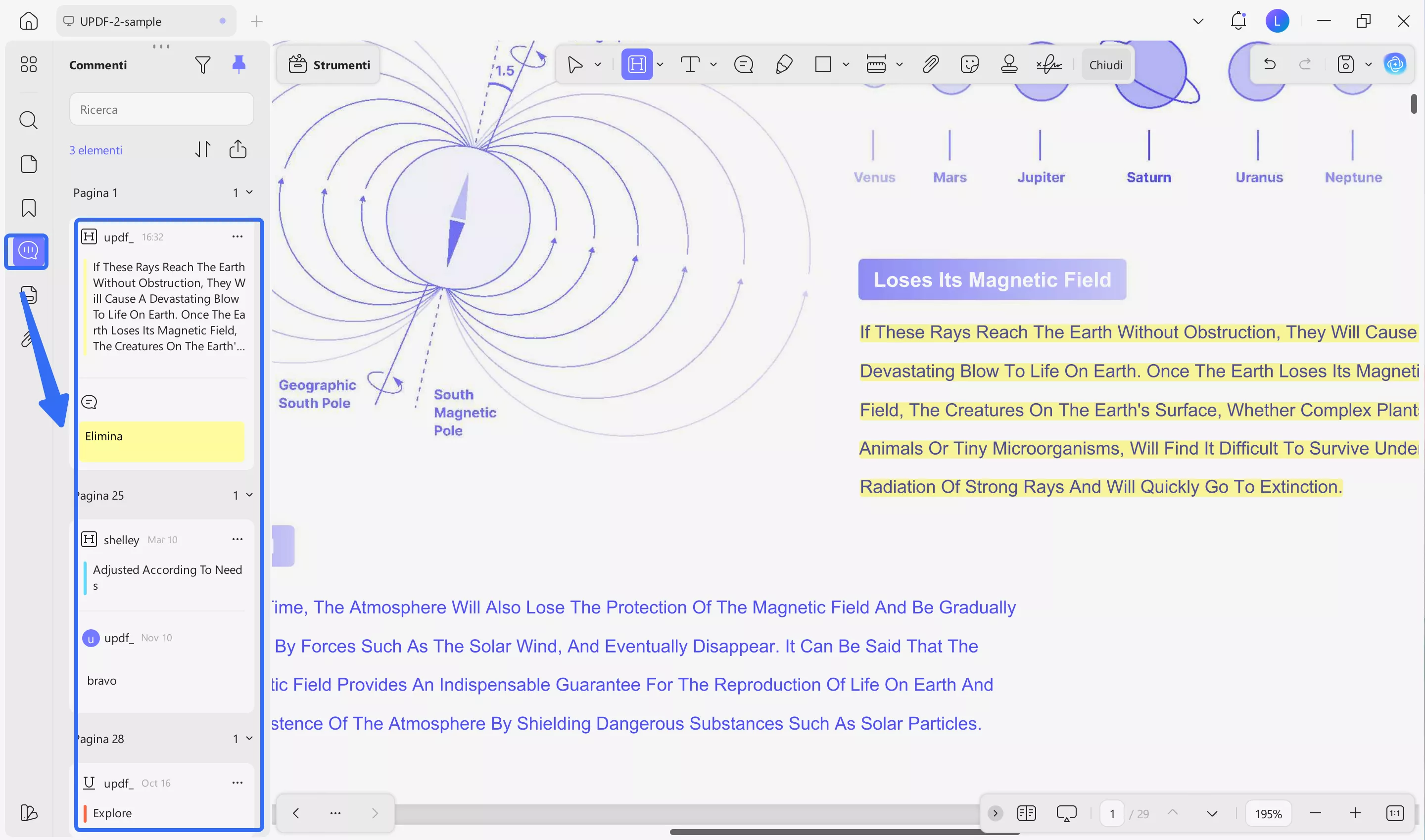 view comment list updf windows