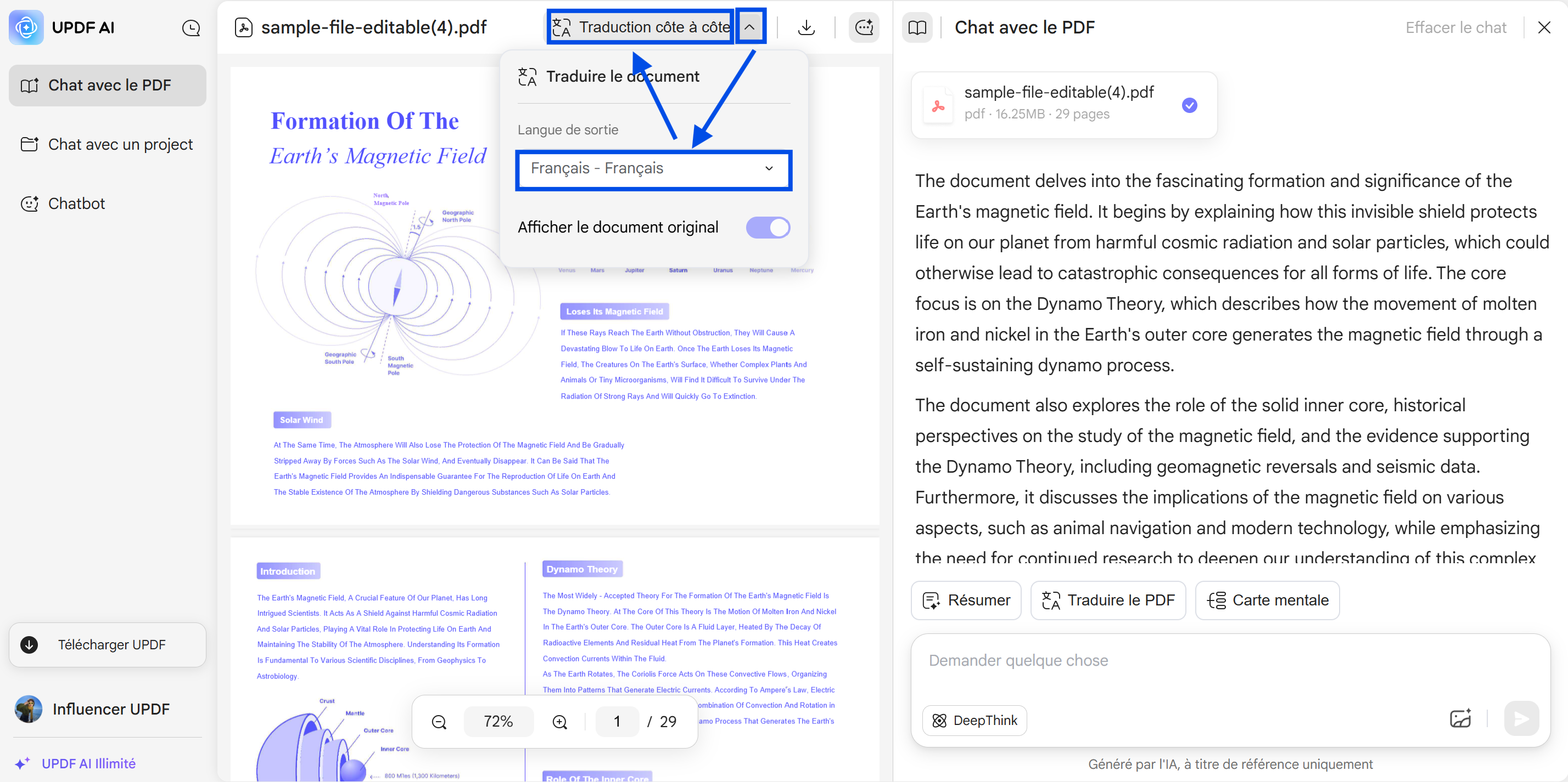 Traduire page par page avec UPDF ai Online