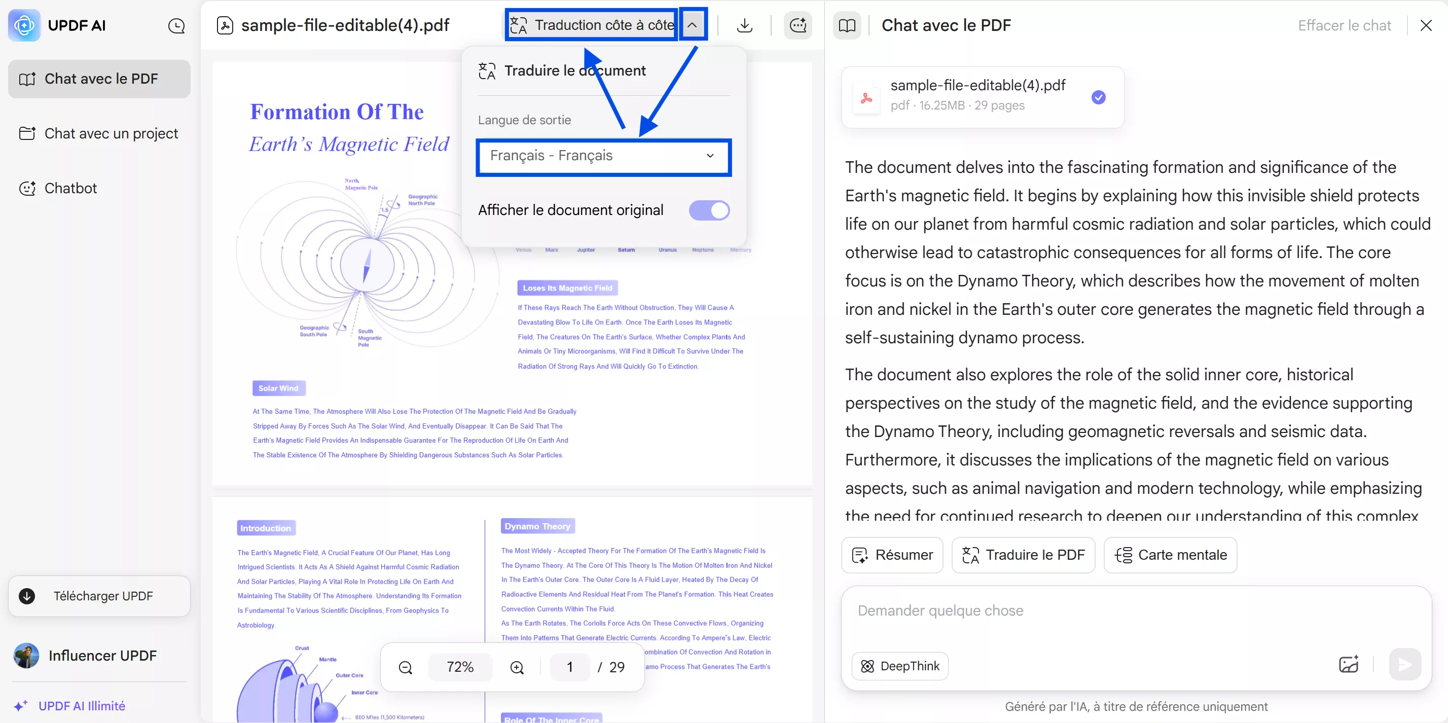 Traduire page par page avec UPDF ai Online