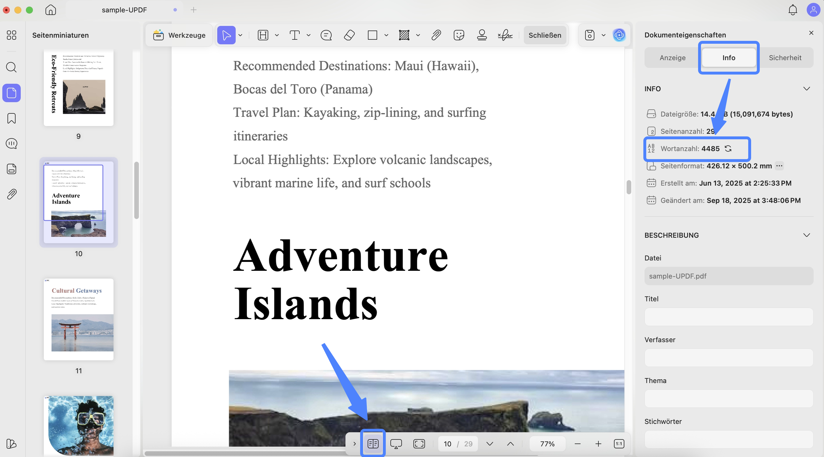 check pdf word count mac