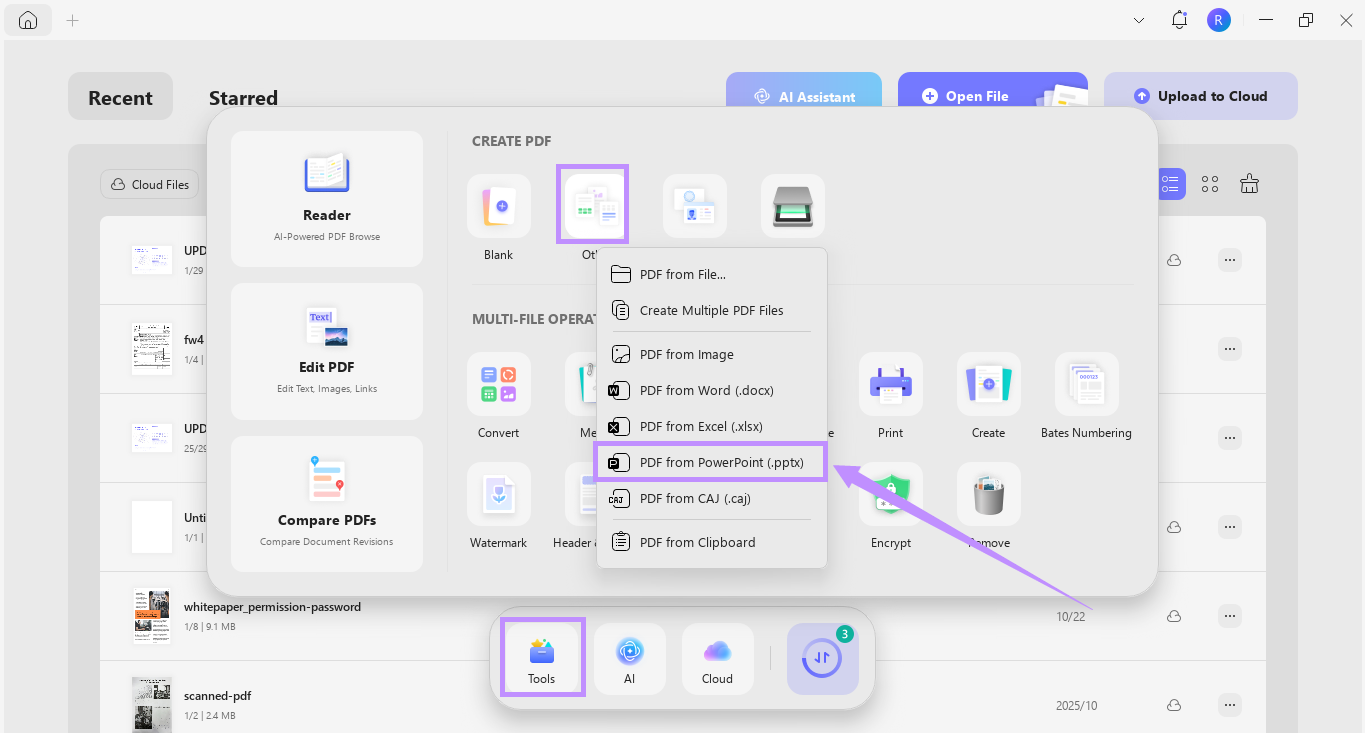 select pdf from powerpoint