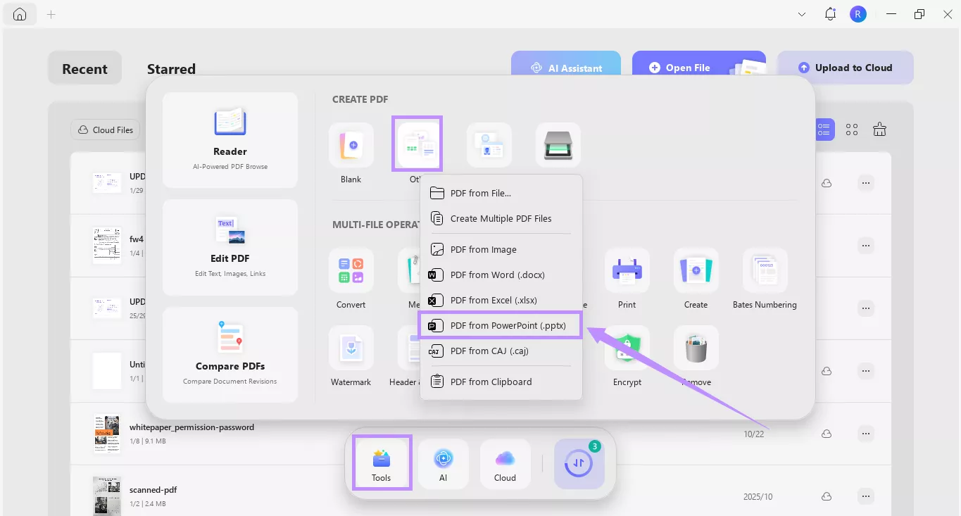 select pdf from powerpoint