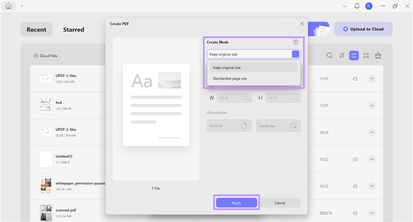  choose a create mode and click apply
