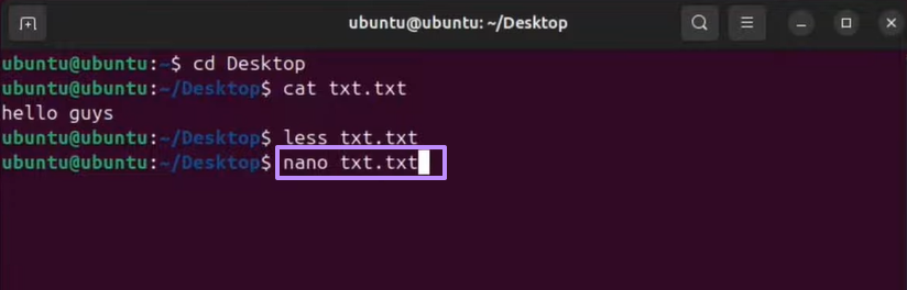 type nano filename.txt