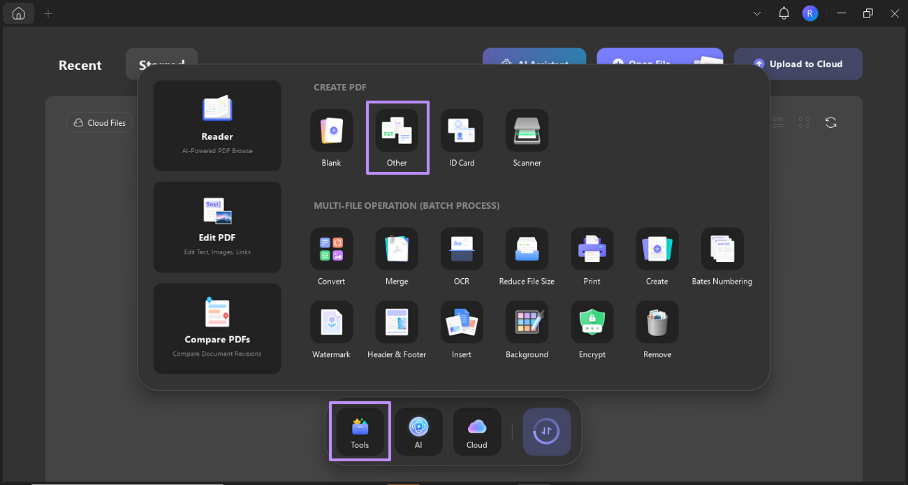 choose other option in tools