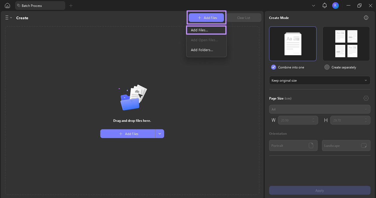 choose the add files option